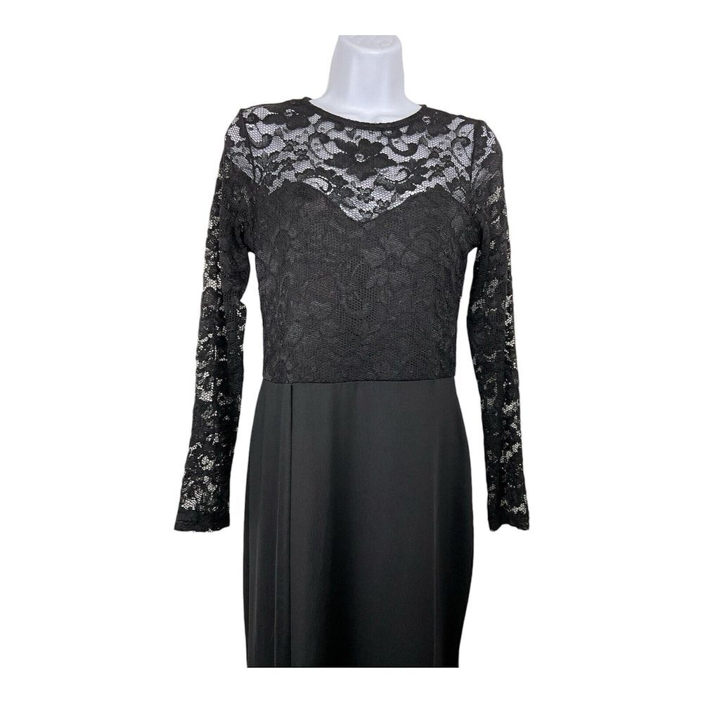 Vintage Unbranded Womens Black Lace Maxi Dress Size M Sheer Whimsigoth Gown - Picture 2 of 7